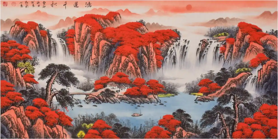 伏春树先生的红色山水画