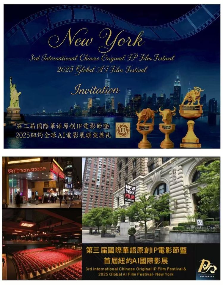第三届国际华语原创IP电影节⾸届纽约AI国际影展 创意科技点亮⾦秋